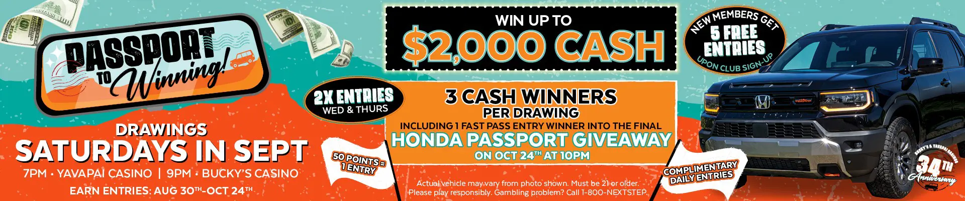 Passport to Winning Promotion at Bucky's and Yavapai Casino for September 2026