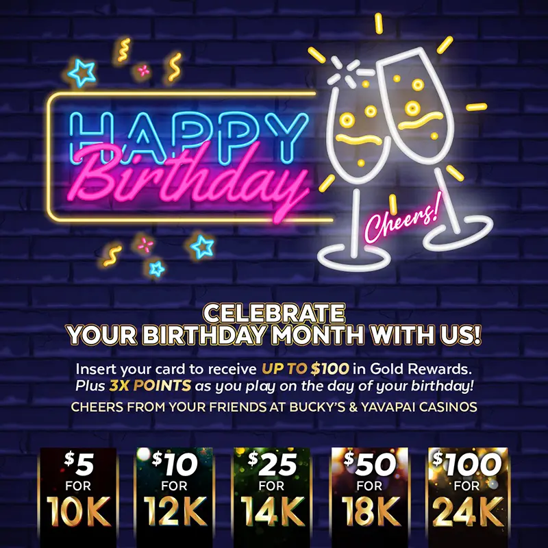 Bucky's Casino Birthday Promotion